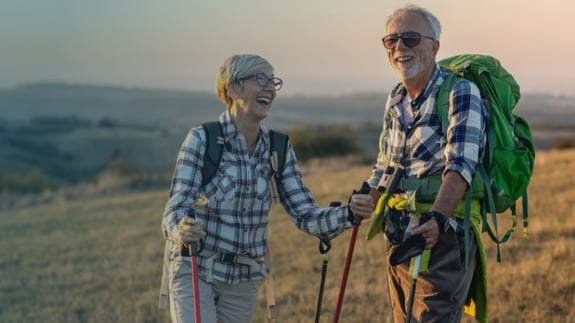 Happy Retired Couple on a Hike